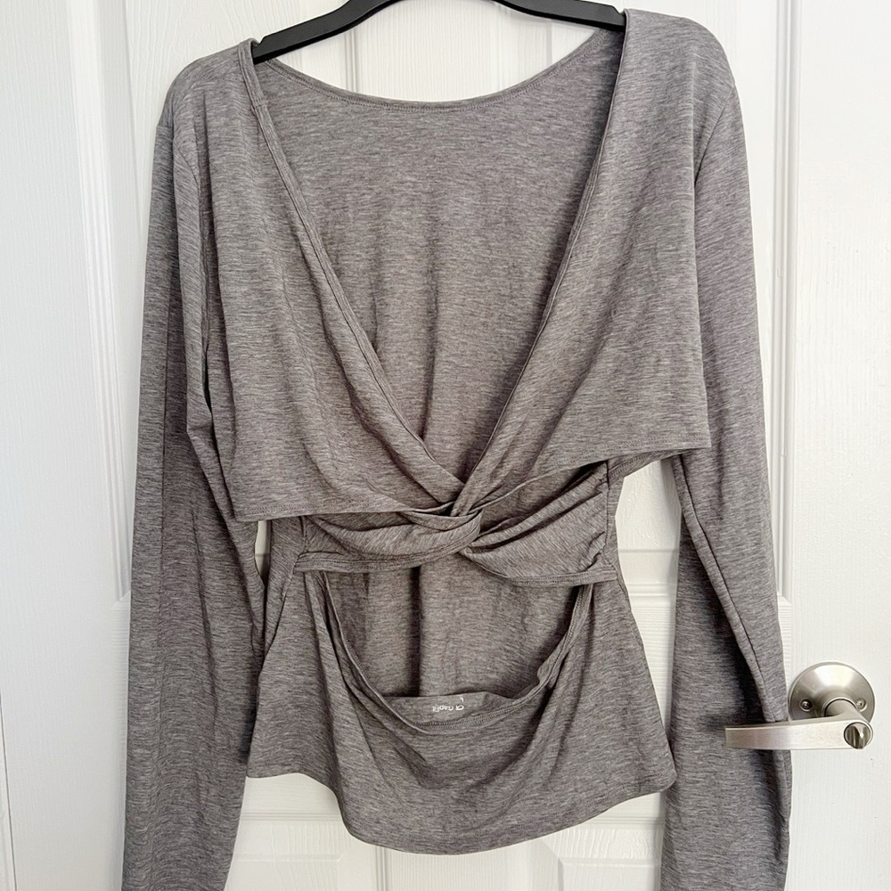 GAP Gray Long Sleeve Twist back Top